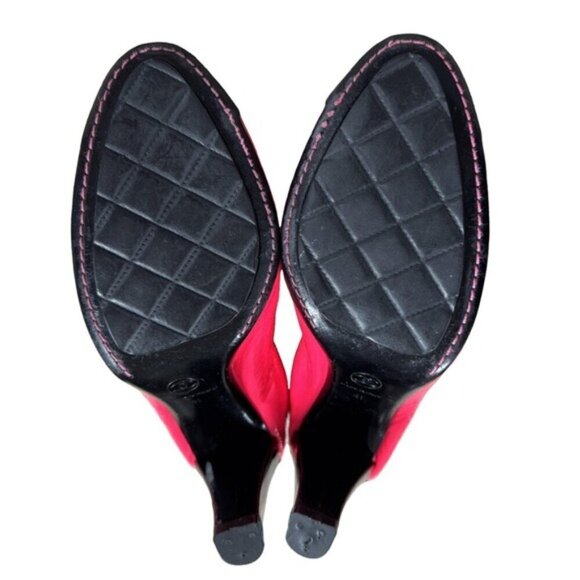 Chanel Logo Pink Patent Leather Black Cap Toe Ballet Pump Heels 10.5 US 41 IT - Picture 5 of 12